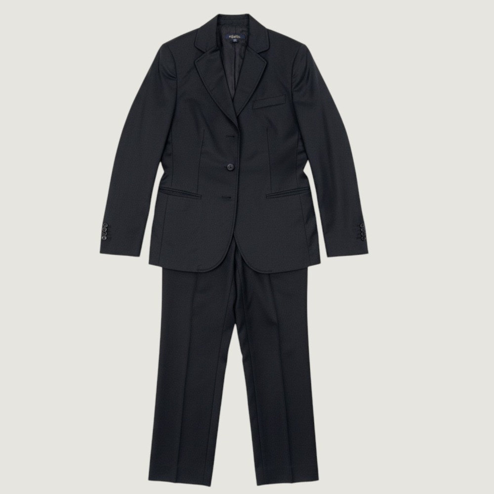 Brooks Brothers Caroline Fit Black 100% Italian Wool Pant Suit Set Womens 4